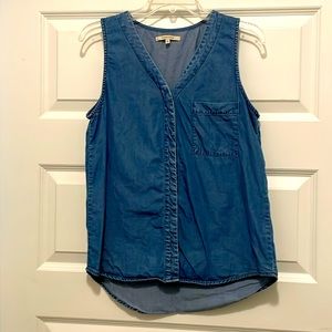 EUC 41 Hawthorn size small 100 Lyocell sleeveless denim Jean shirt